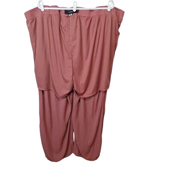 Torrid Womens Size 5 5X Mauve Color Wide Leg Rayon Pull On Pants Lined Tie Belt - Picture 4 of 10